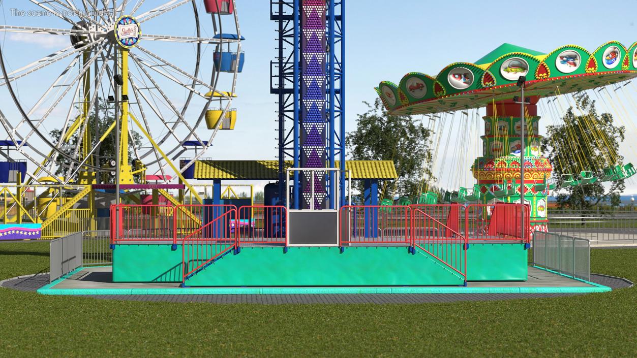 3D model Drop Tower Ride Amusement Park Equipment