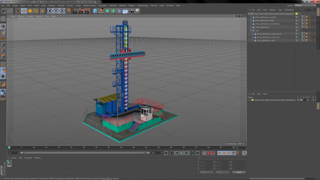 3D model Drop Tower Ride Amusement Park Equipment