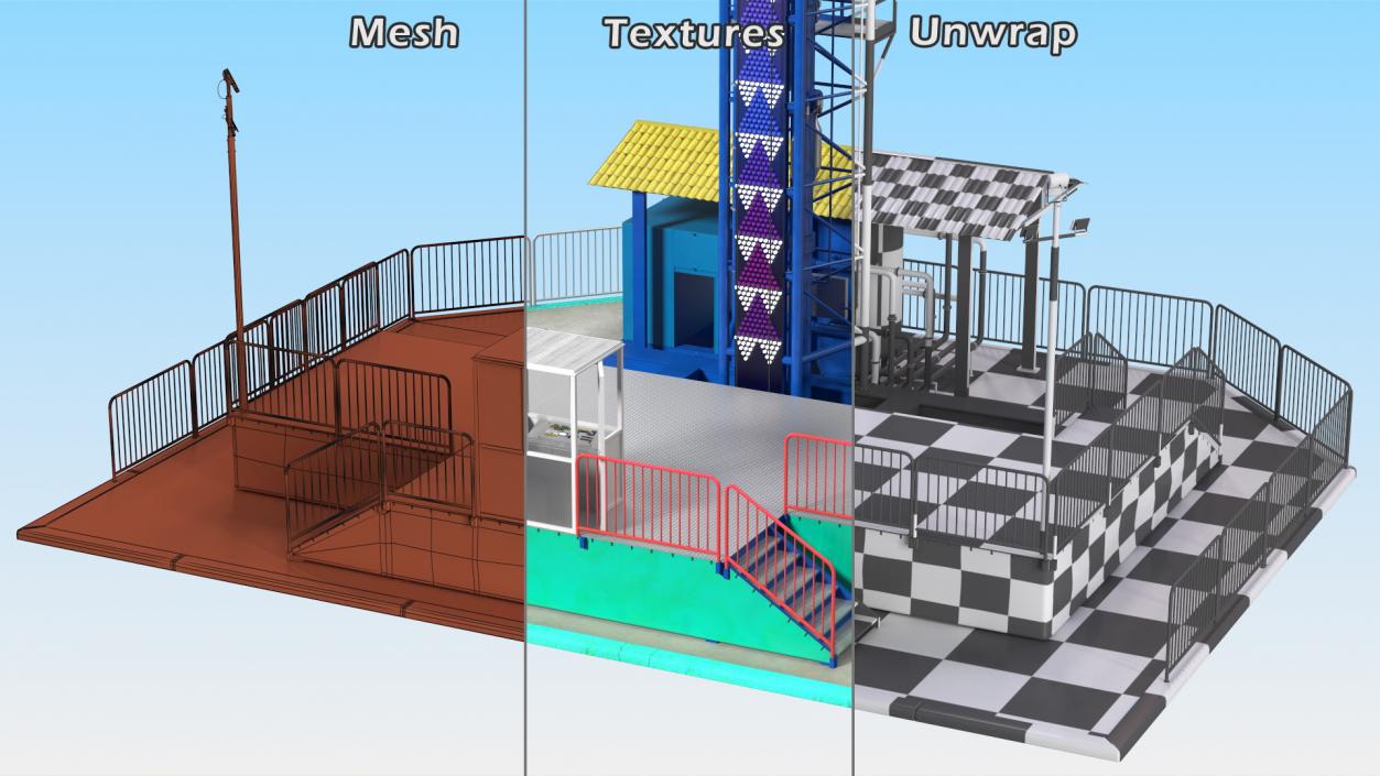 3D model Drop Tower Ride Amusement Park Equipment