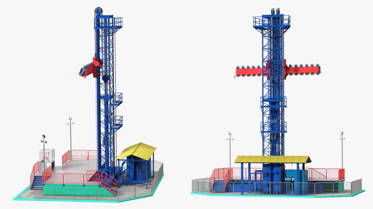 3D model Drop Tower Ride Amusement Park Equipment