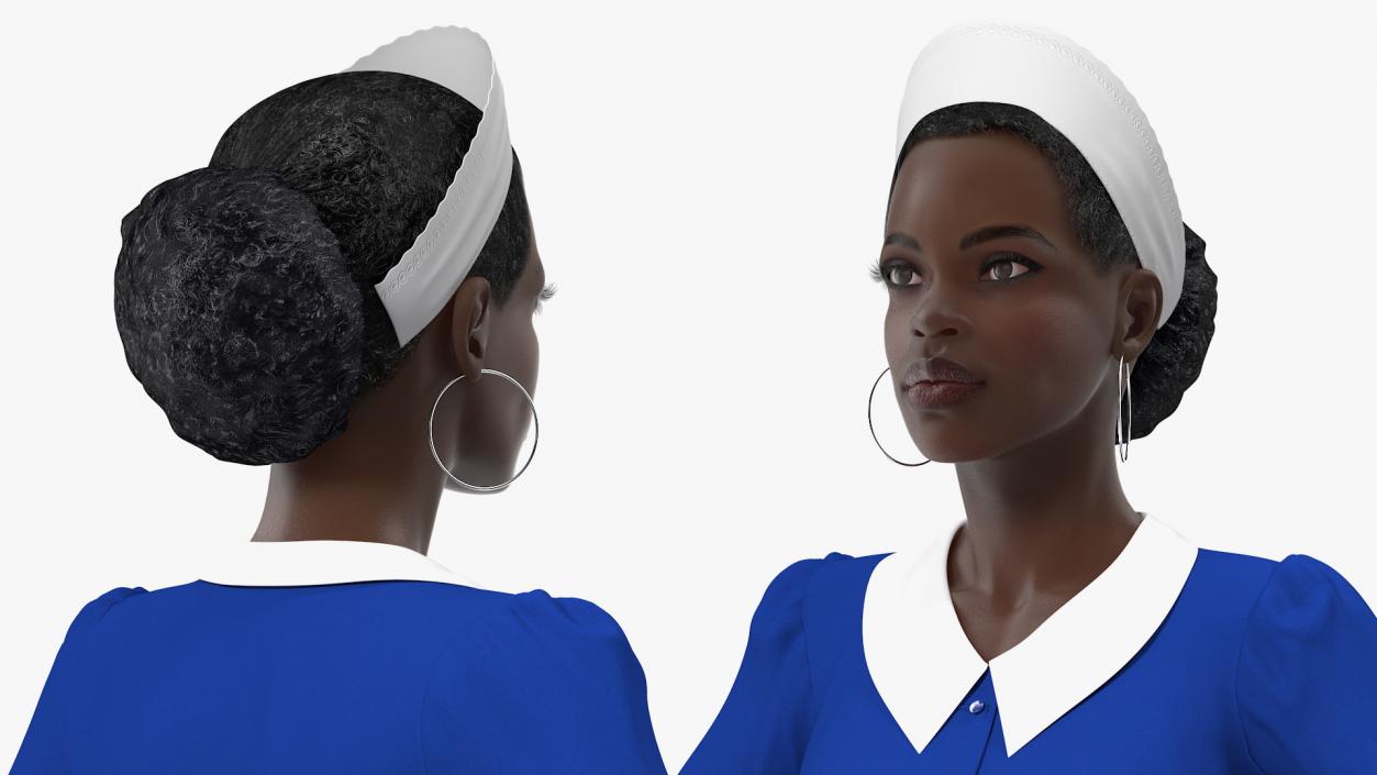 Dark Skin Black Maid Rigged 3D