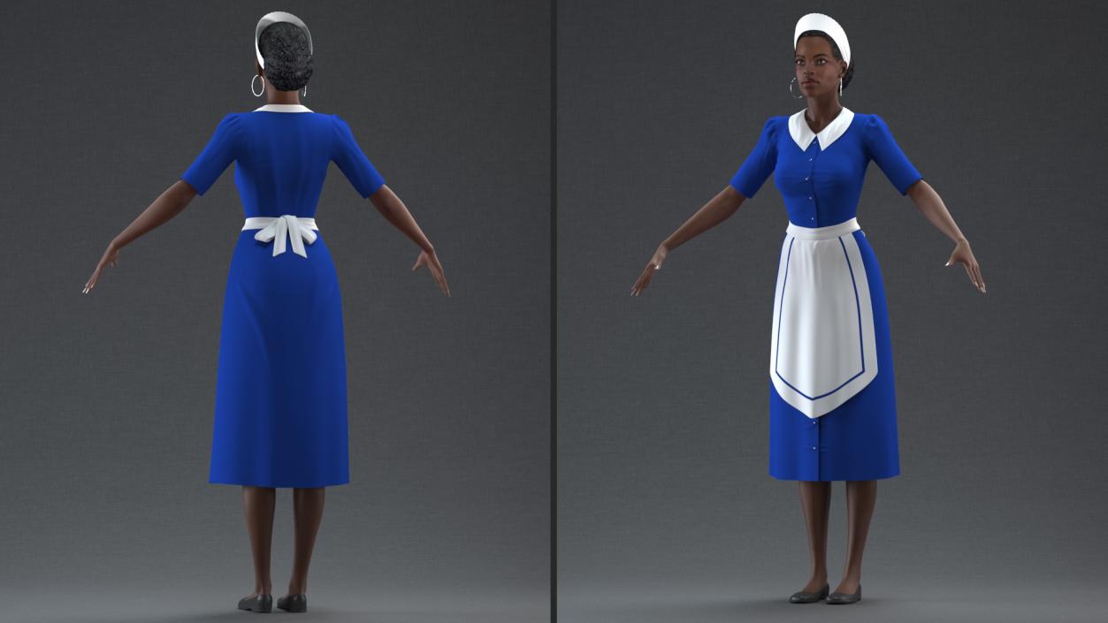 Dark Skin Black Maid Rigged 3D