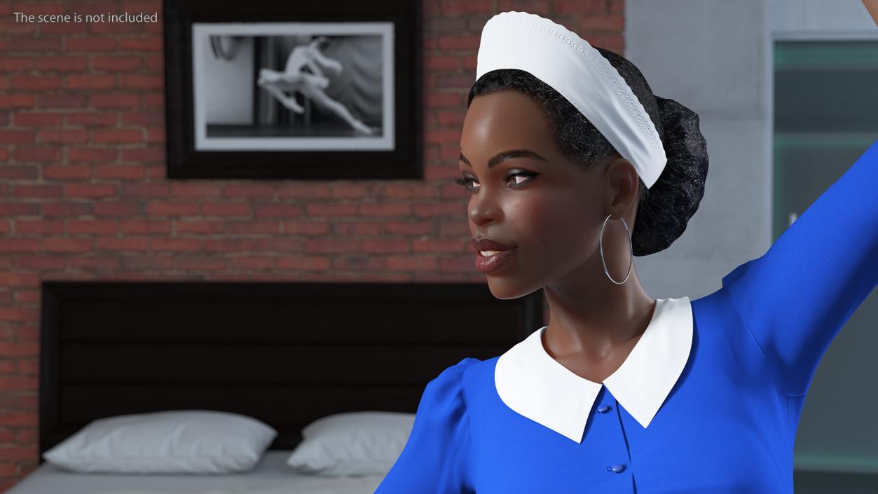 Dark Skin Black Maid Rigged 3D