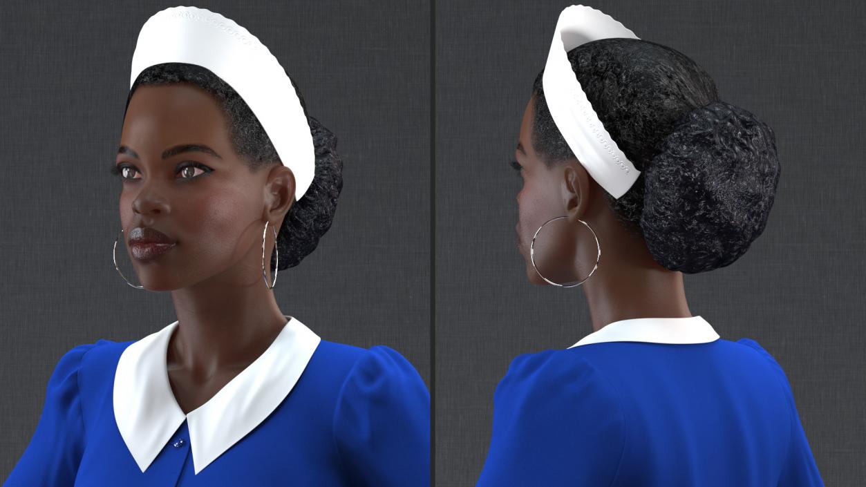 Dark Skin Black Maid Rigged 3D