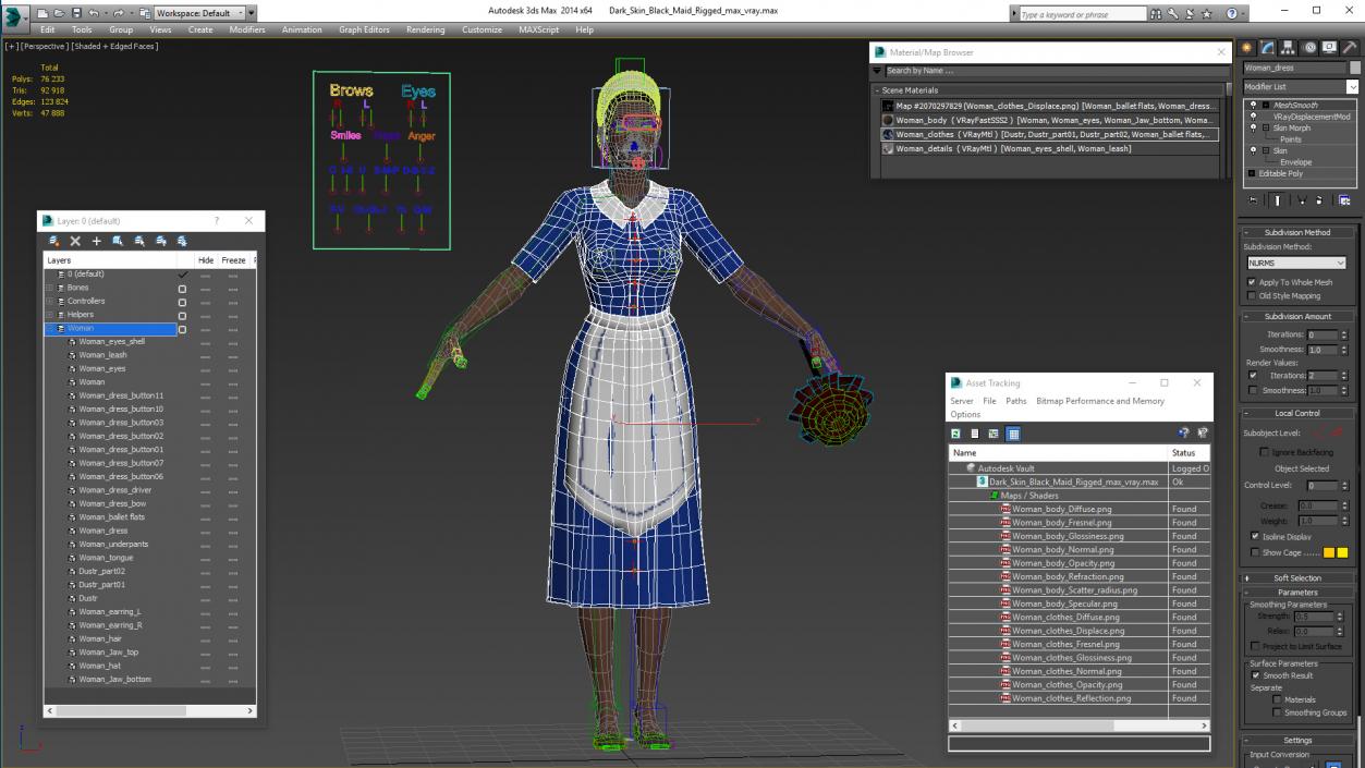 Dark Skin Black Maid Rigged 3D