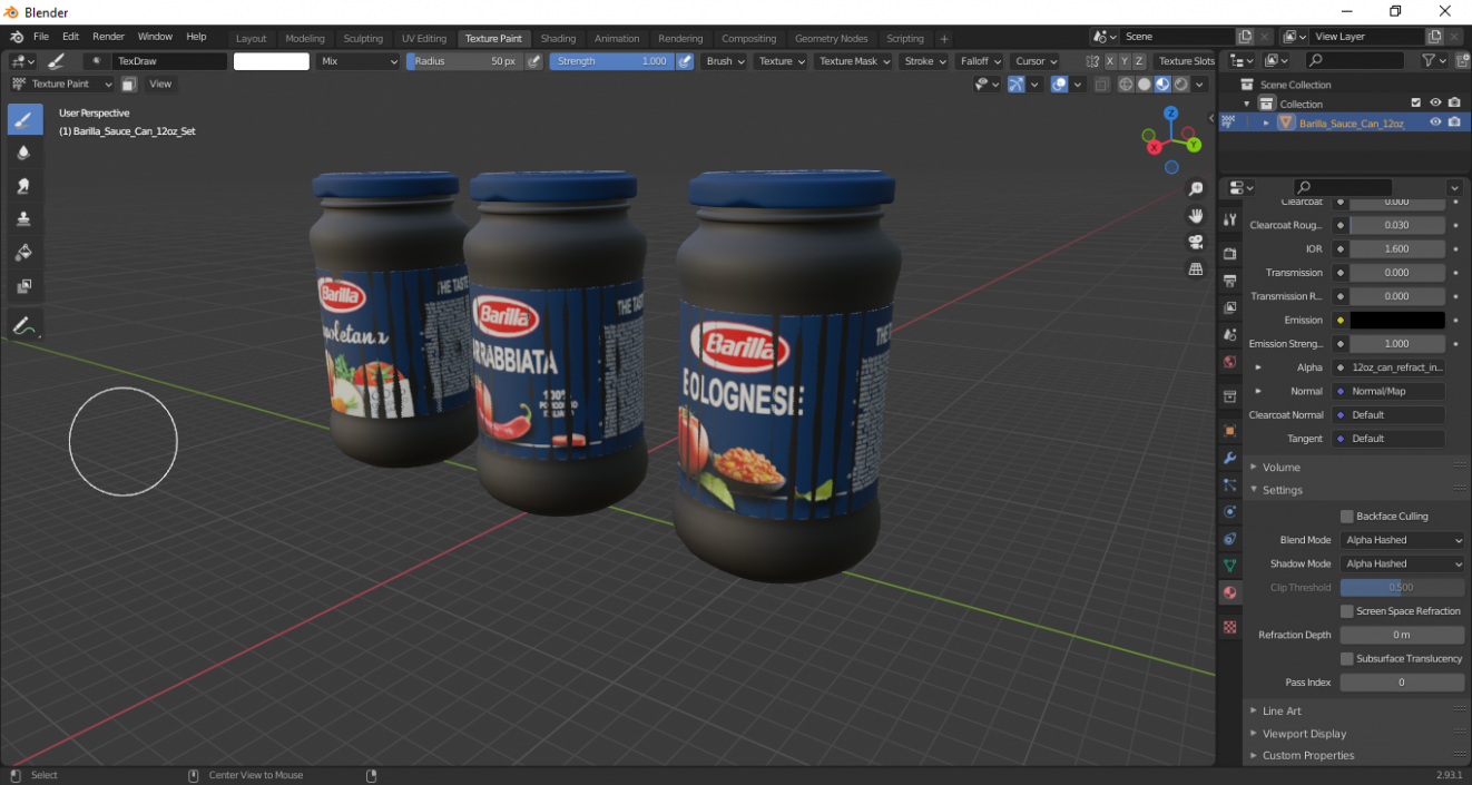 3D Barilla Sauce Can 12oz Set