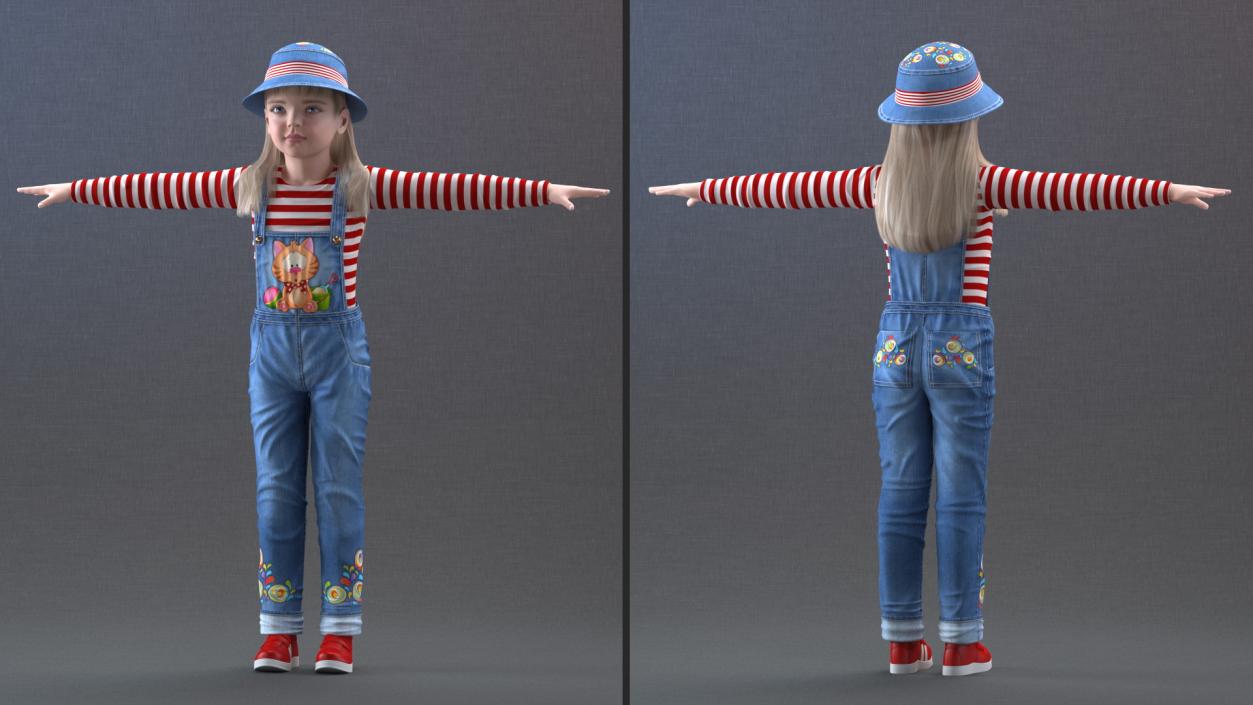 3D model Child Girl Street Style Rigged