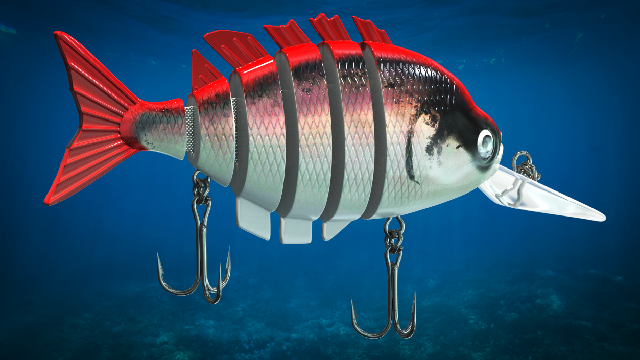 3D Multi Jointed Crankbaits Red Lure model