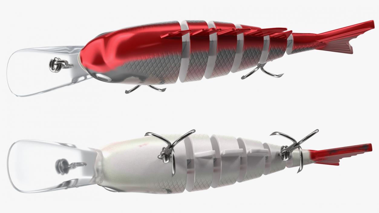 3D Multi Jointed Crankbaits Red Lure model