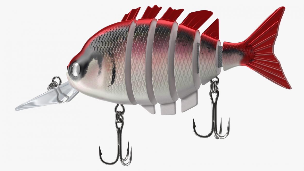 3D Multi Jointed Crankbaits Red Lure model