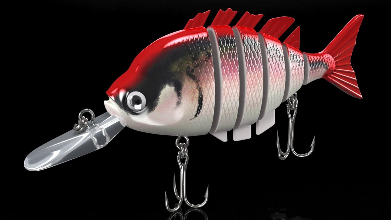 3D Multi Jointed Crankbaits Red Lure model