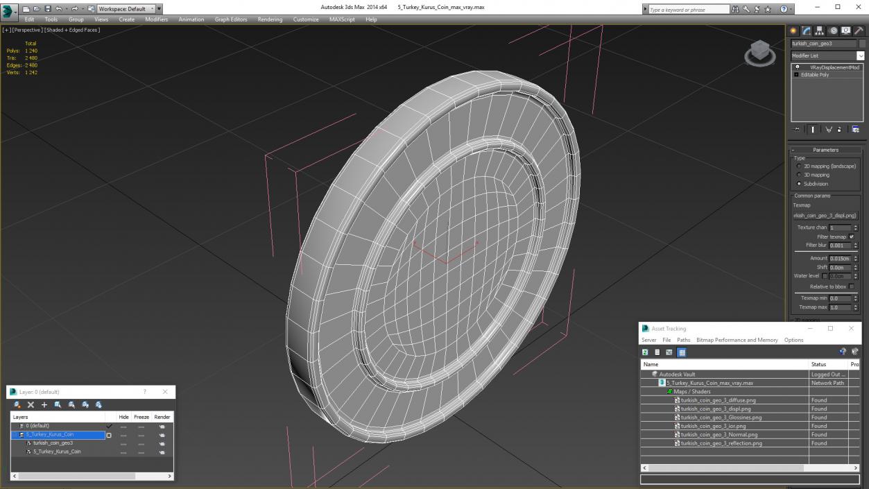 5 Turkey Kurus Coin 3D model