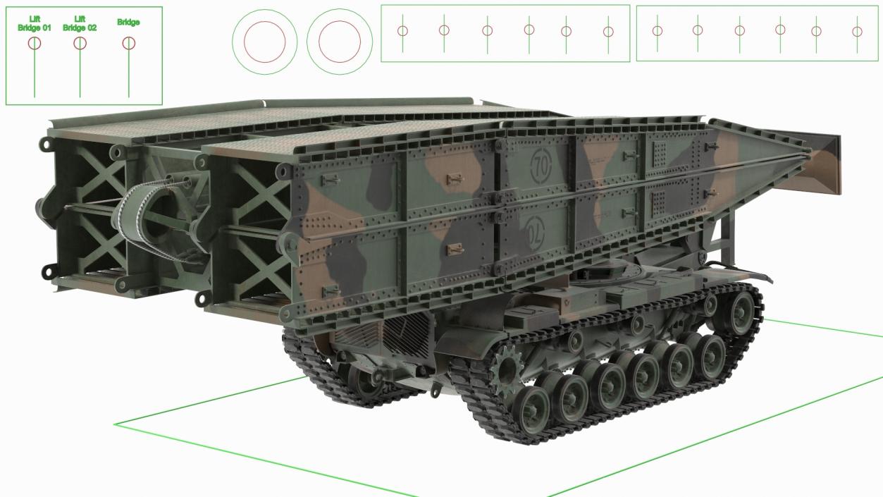 AVLB M60A1 Armored Vehicle Launched Bridge Rigged 3D model