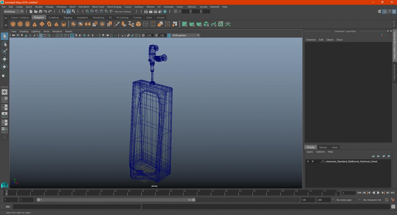 3D American Standard Stallbrook Washout Urinal model