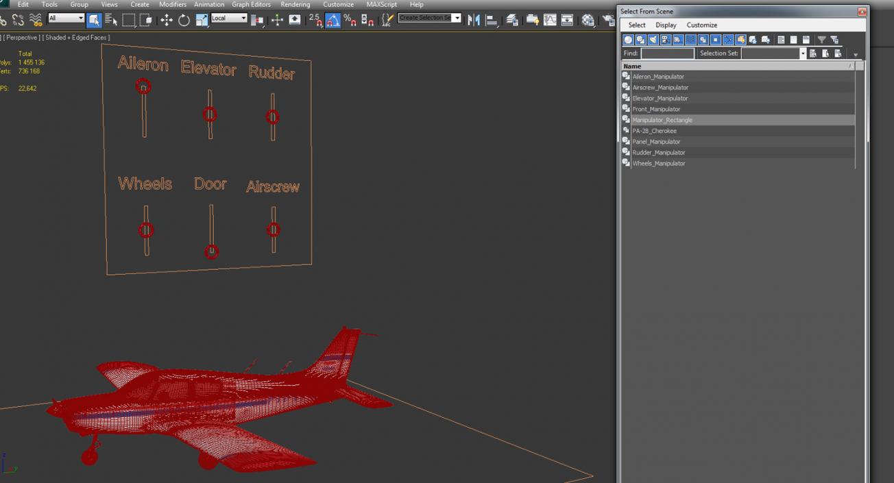 Piper PA-28 Cherokee Rigged 3D