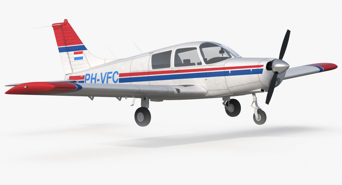 Piper PA-28 Cherokee Rigged 3D