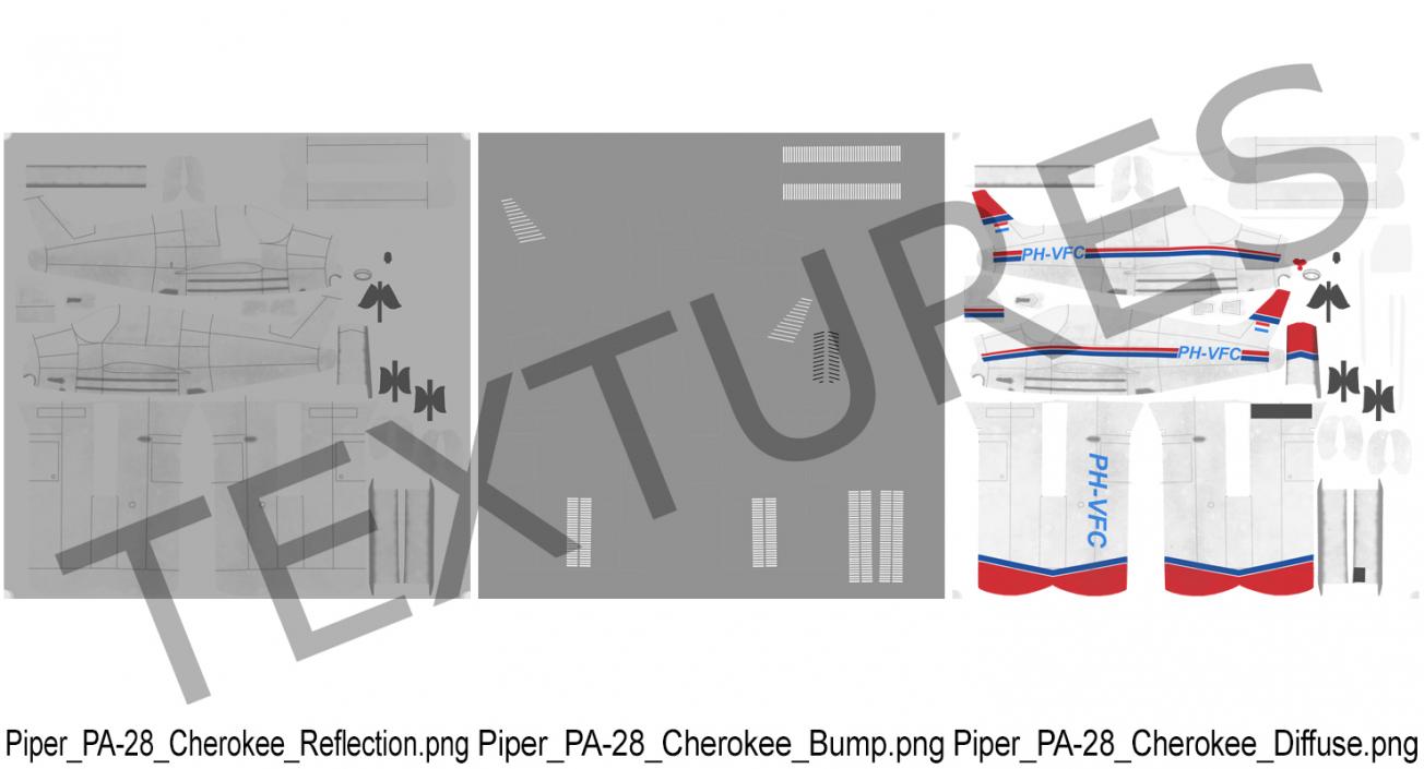 Piper PA-28 Cherokee Rigged 3D