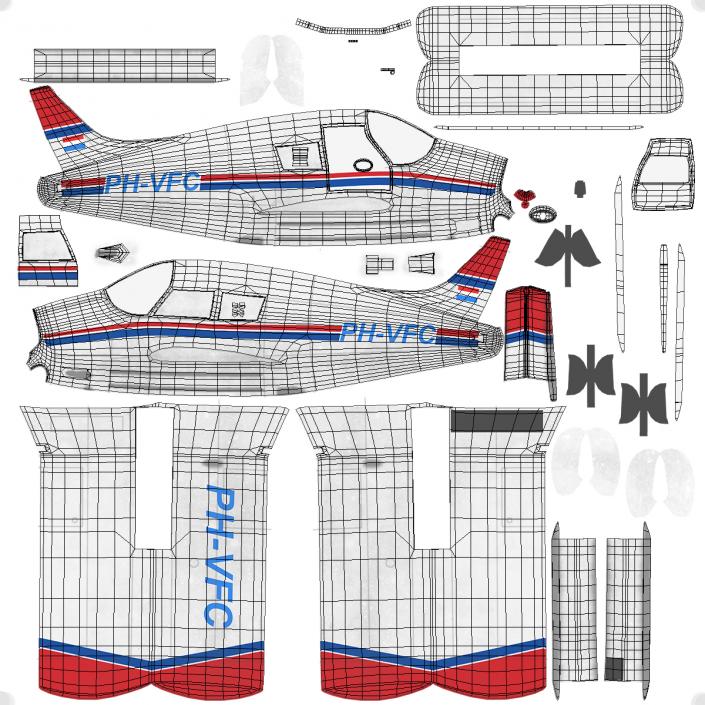 Piper PA-28 Cherokee Rigged 3D