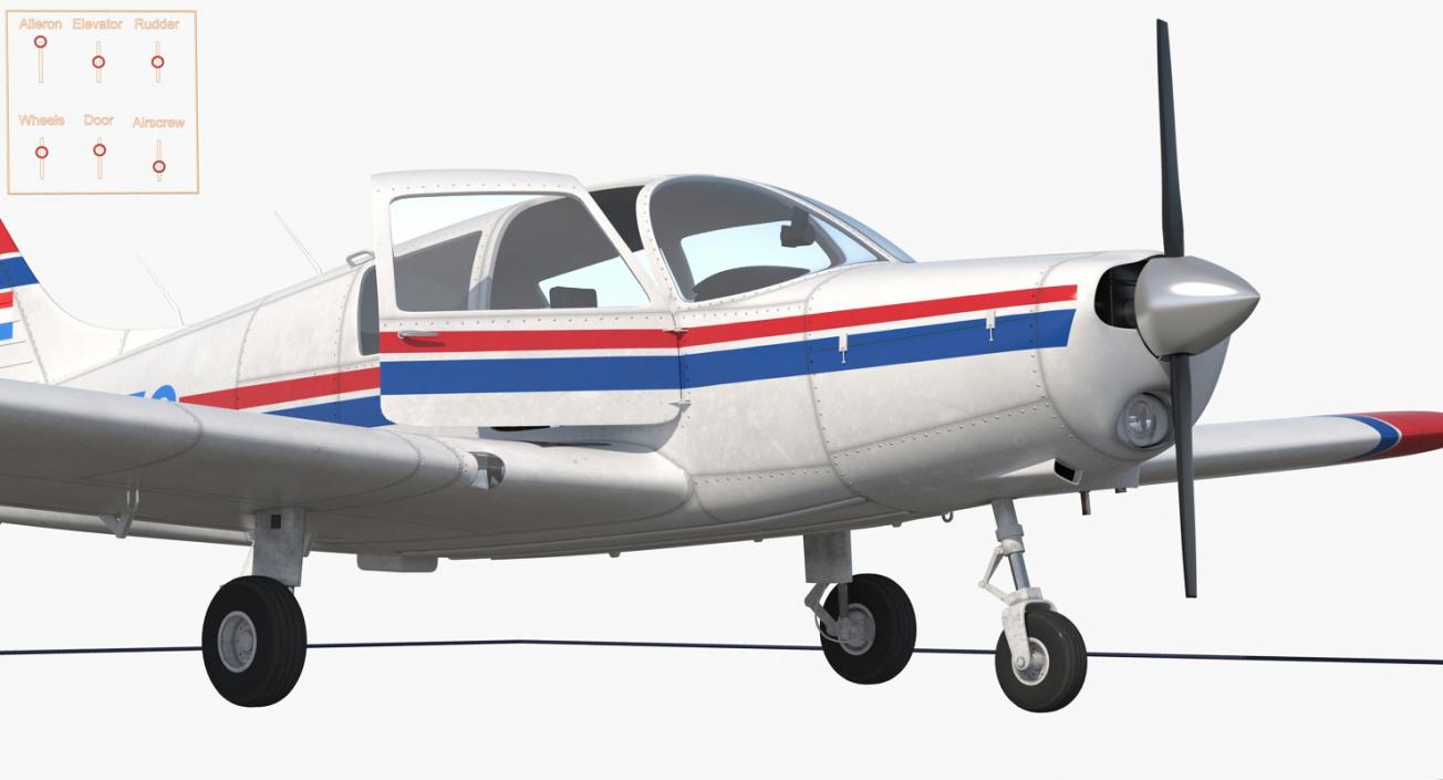 Piper PA-28 Cherokee Rigged 3D