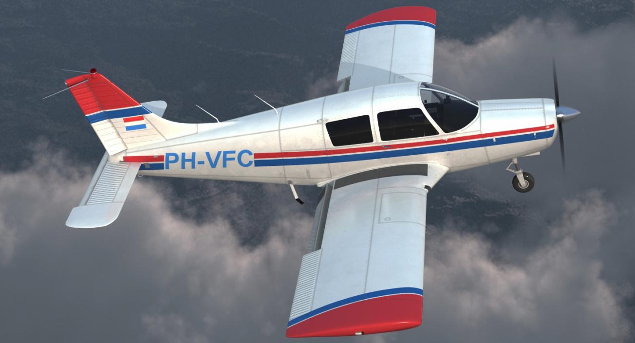 Piper PA-28 Cherokee Rigged 3D