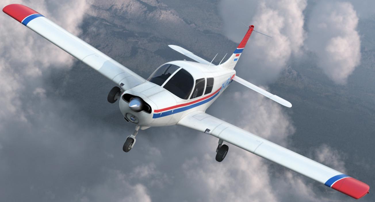 Piper PA-28 Cherokee Rigged 3D