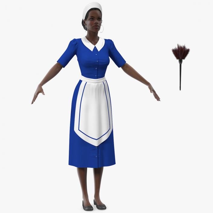 Dark Skin Black Maid T Pose 3D