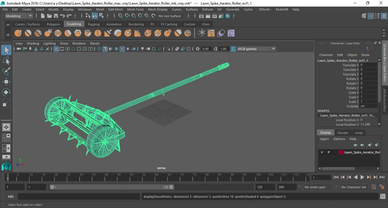 3D model Lawn Spike Aerator Roller