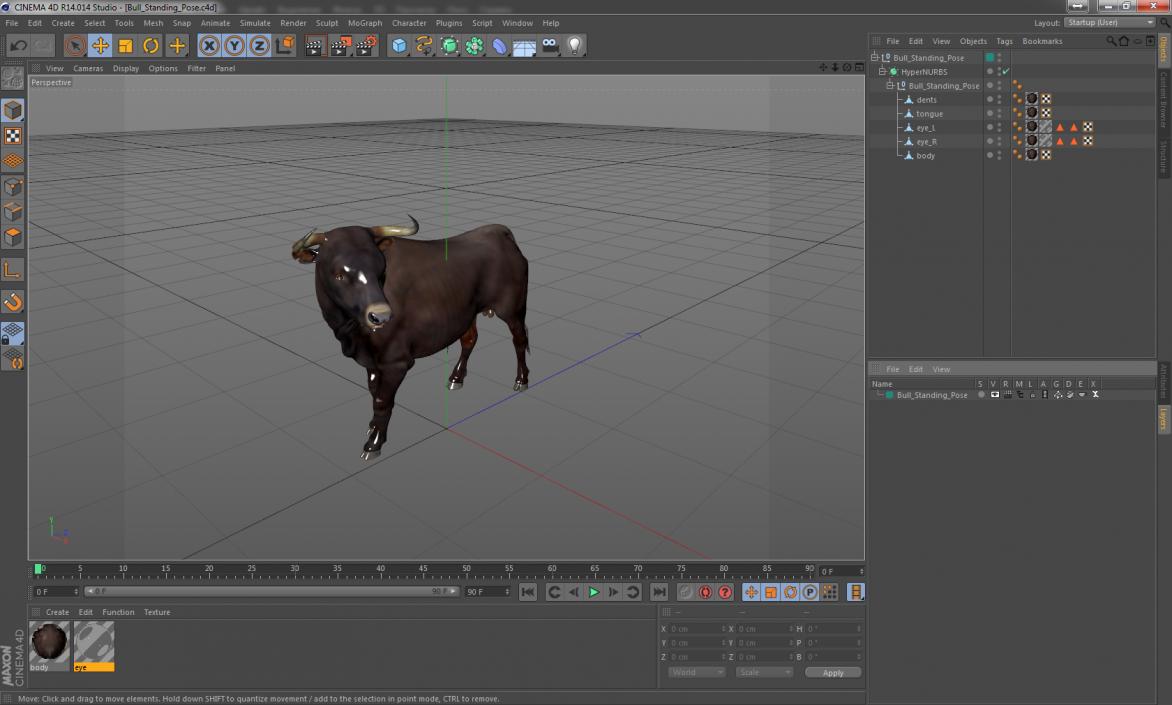 3D Bull Standing Pose model