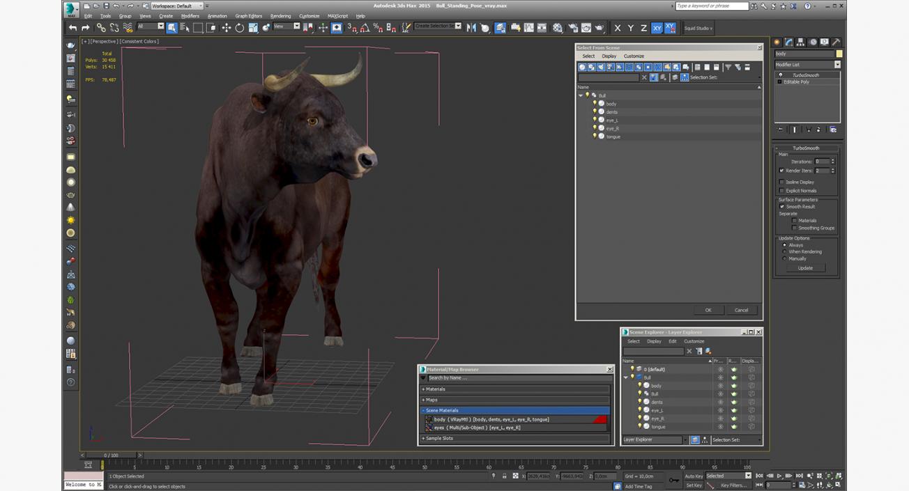 3D Bull Standing Pose model