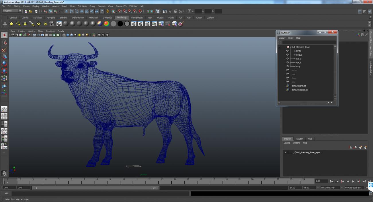 3D Bull Standing Pose model