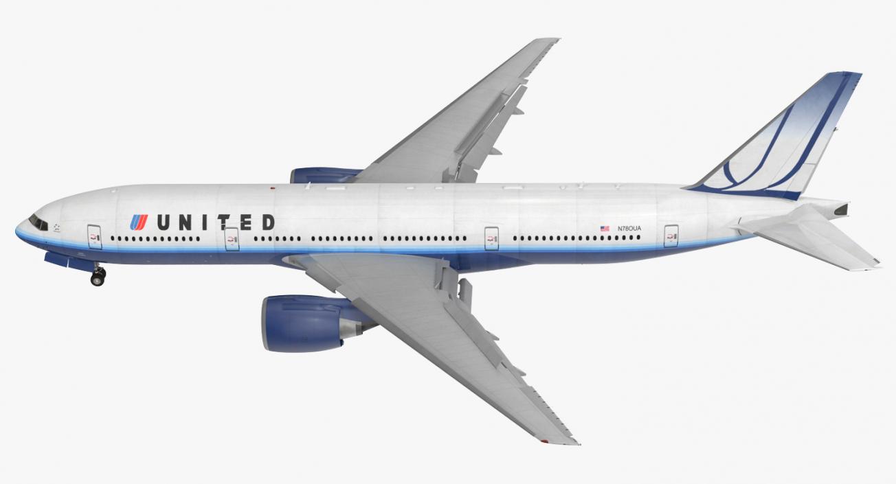 Boeing 777-200 United Airlines Rigged 3D