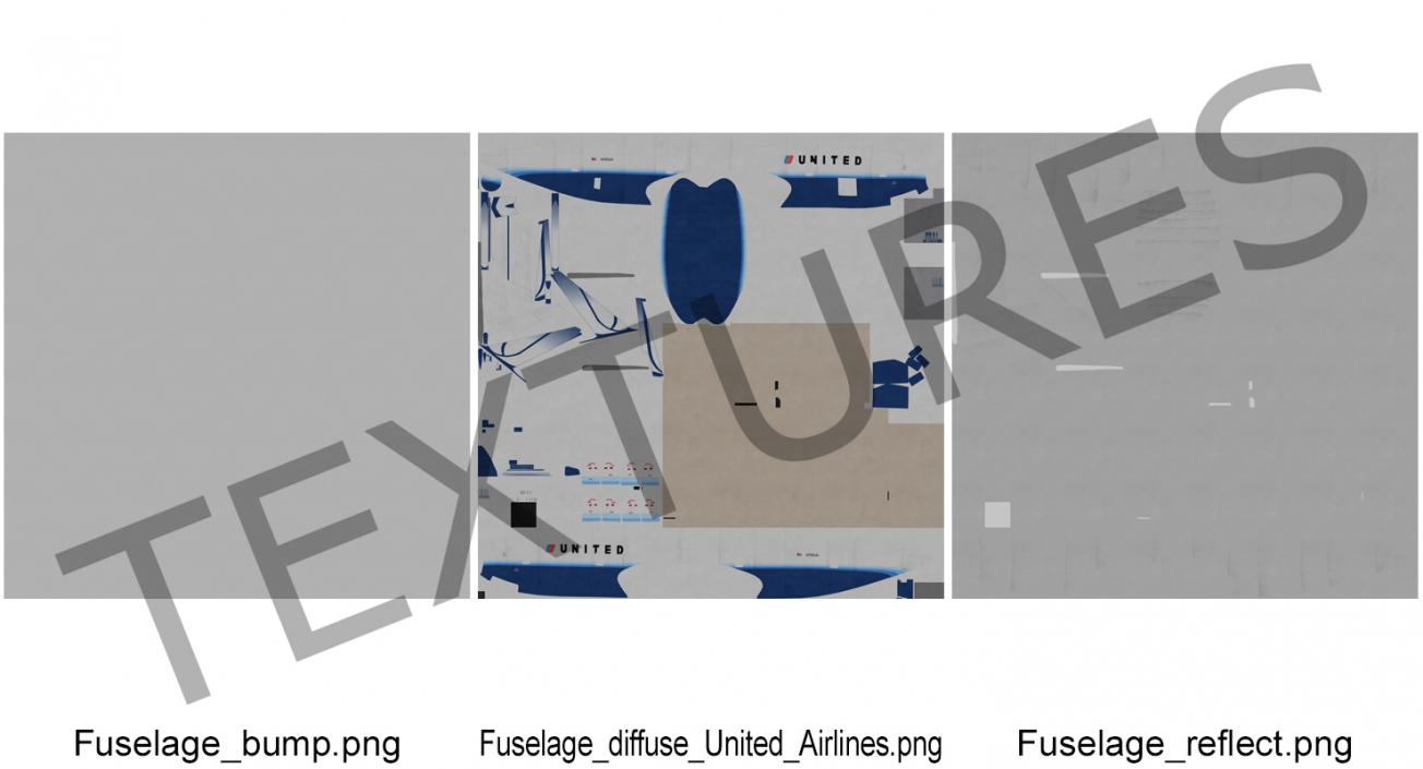 Boeing 777-200 United Airlines Rigged 3D