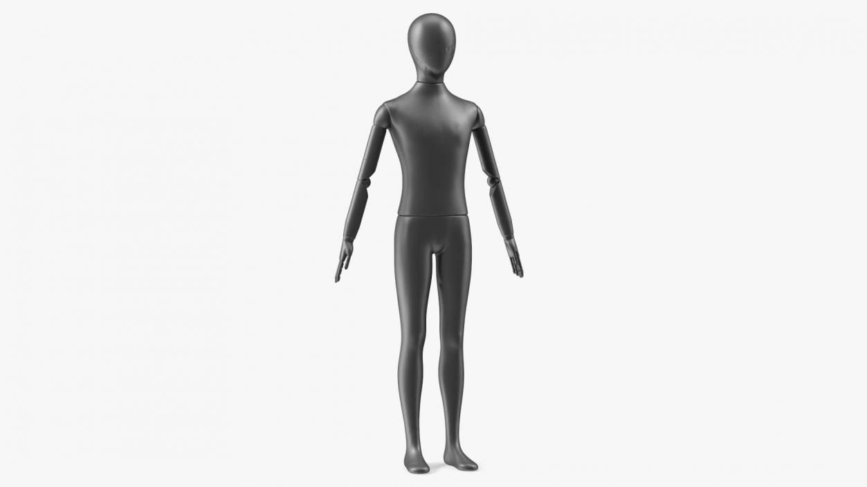 3D Flexible Child Mannequin Neutral Pose Black model