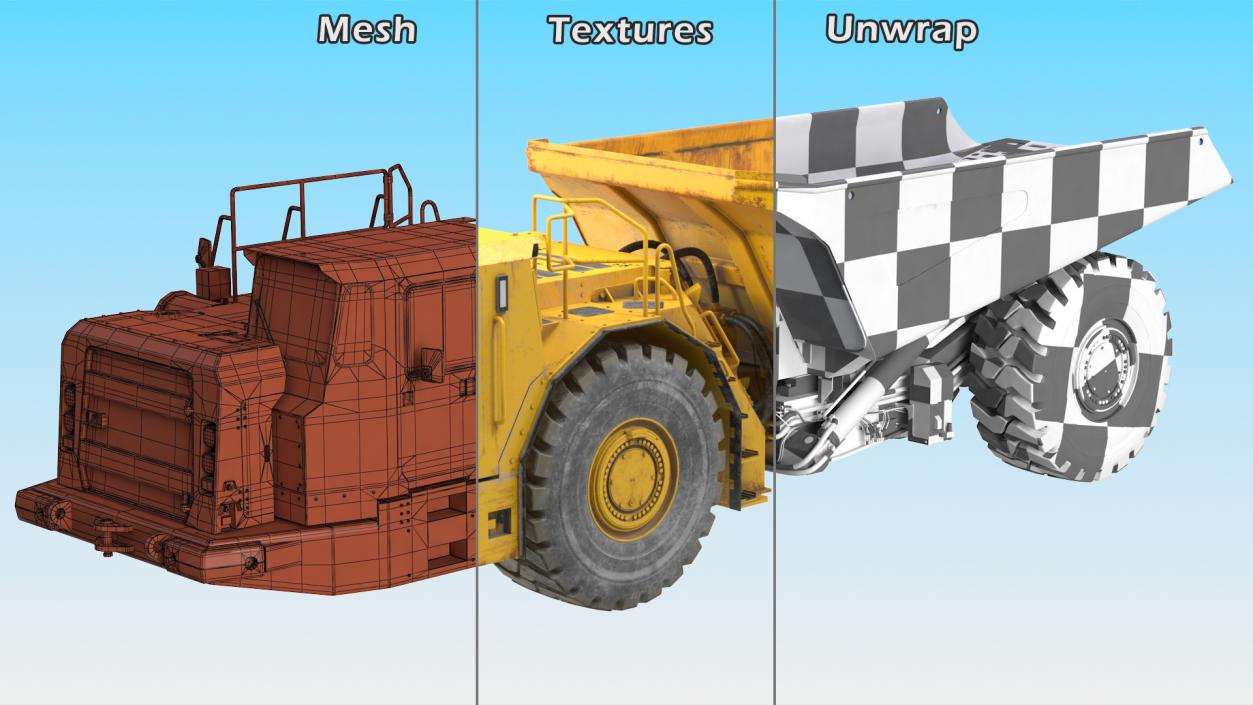 Underground Mining Truck Dirty Rigged 3D