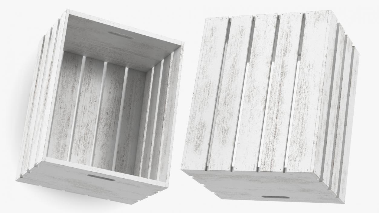 White Large High Box of Wooden Planks 3D