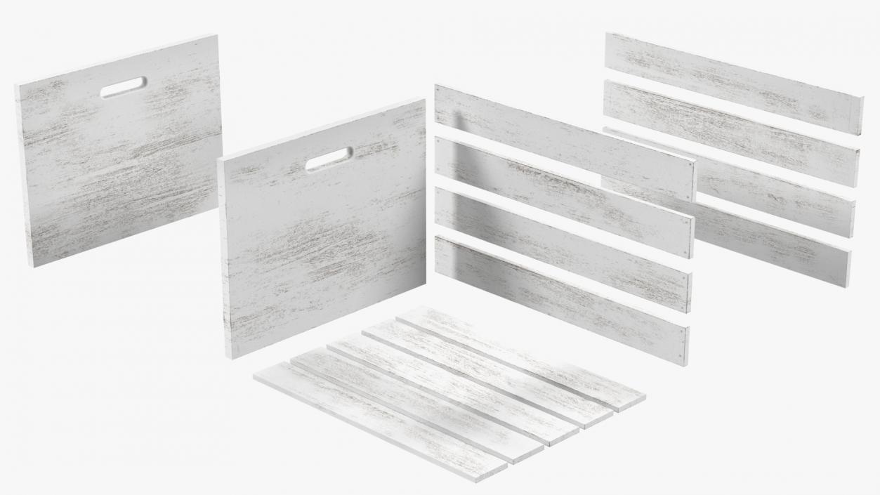 White Large High Box of Wooden Planks 3D