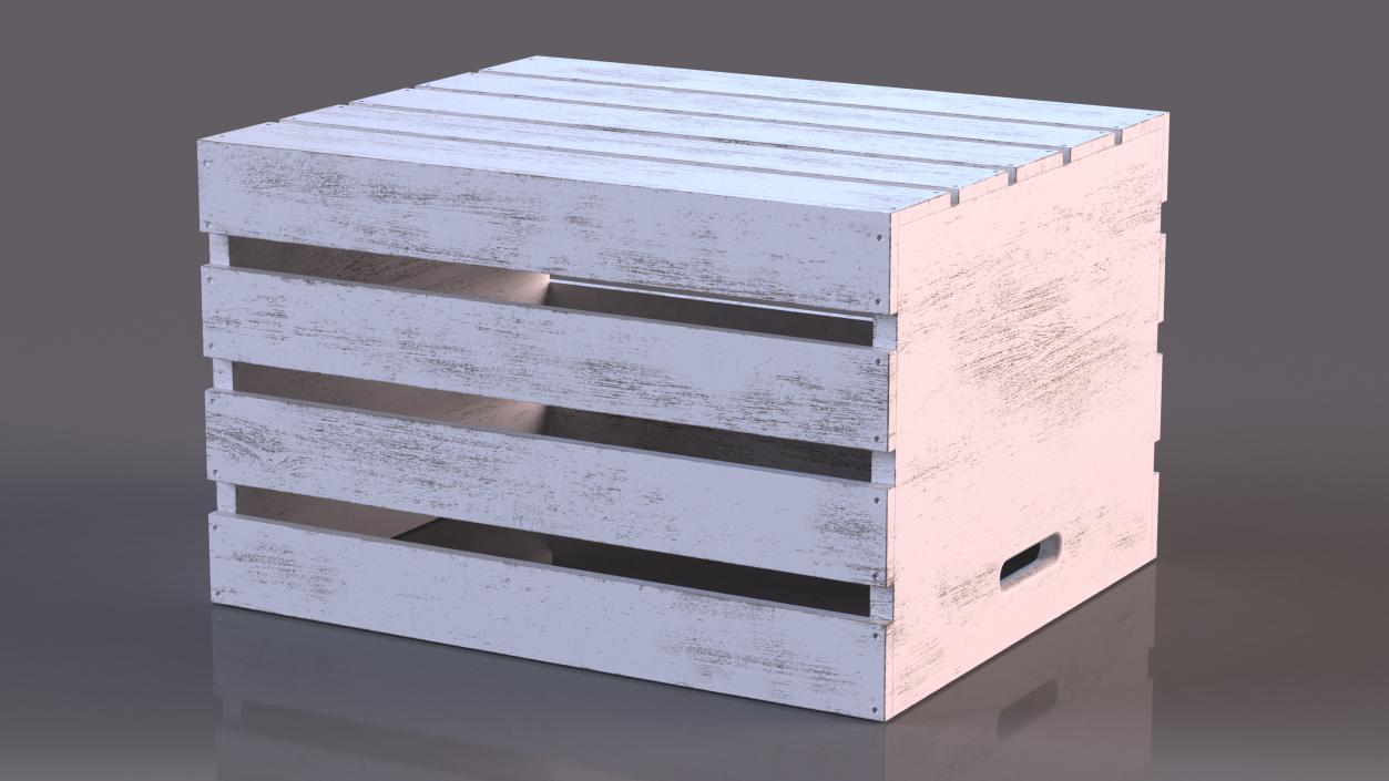 White Large High Box of Wooden Planks 3D