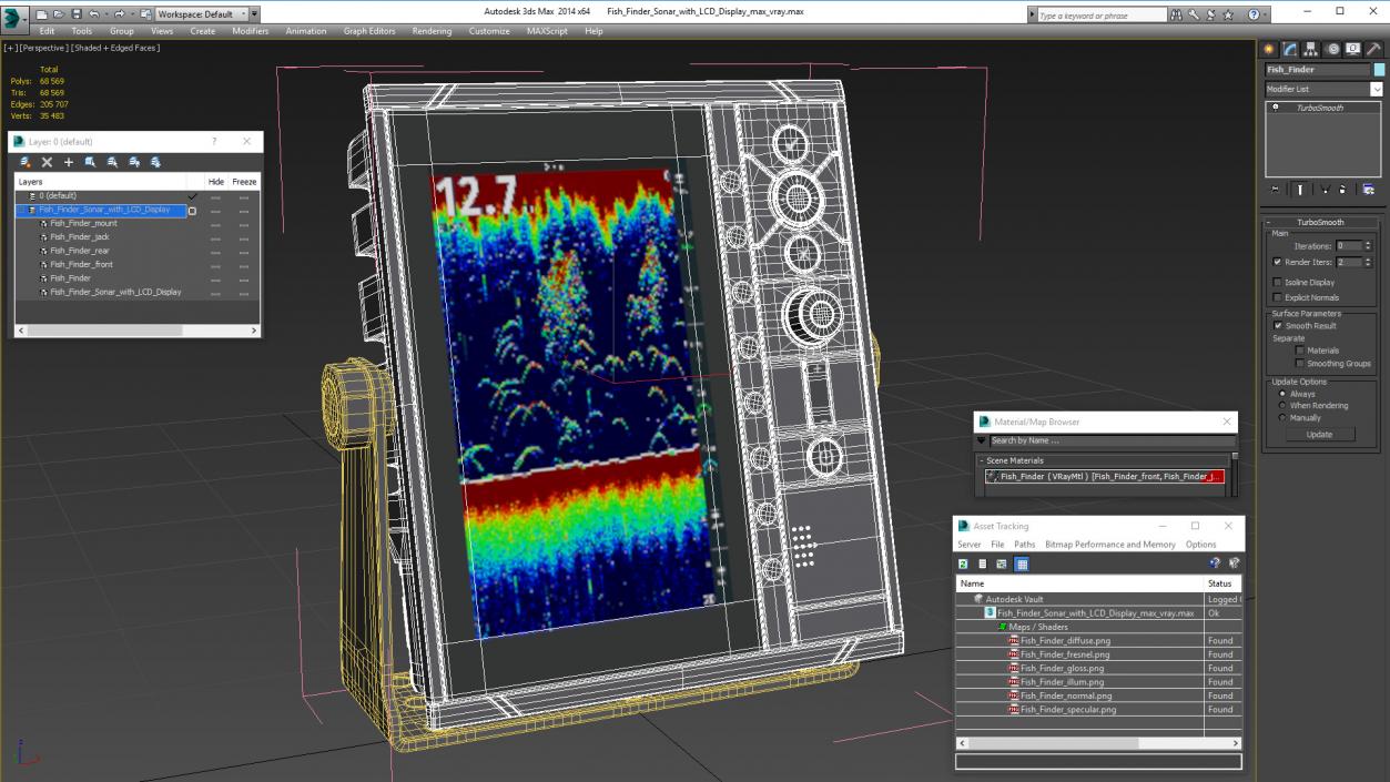 Fish Finder Sonar with LCD Display 3D model