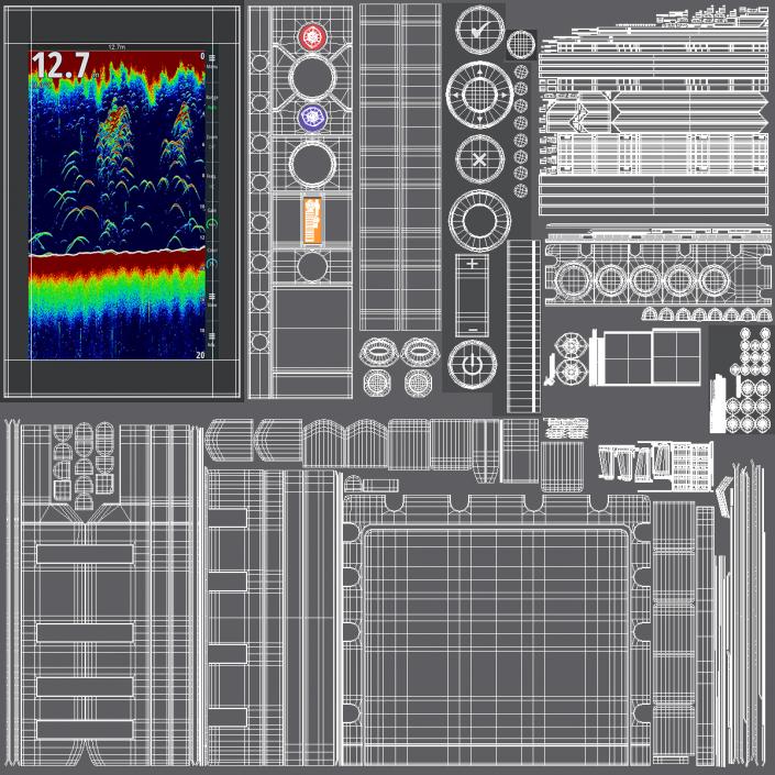 Fish Finder Sonar with LCD Display 3D model