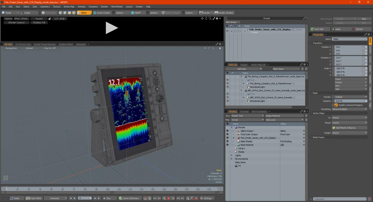 Fish Finder Sonar with LCD Display 3D model