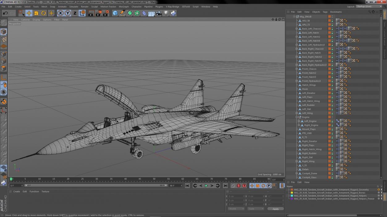 3D MiG 29 KUB Tandem Aircraft Indian with Armament Rigged for Cinema 4D model