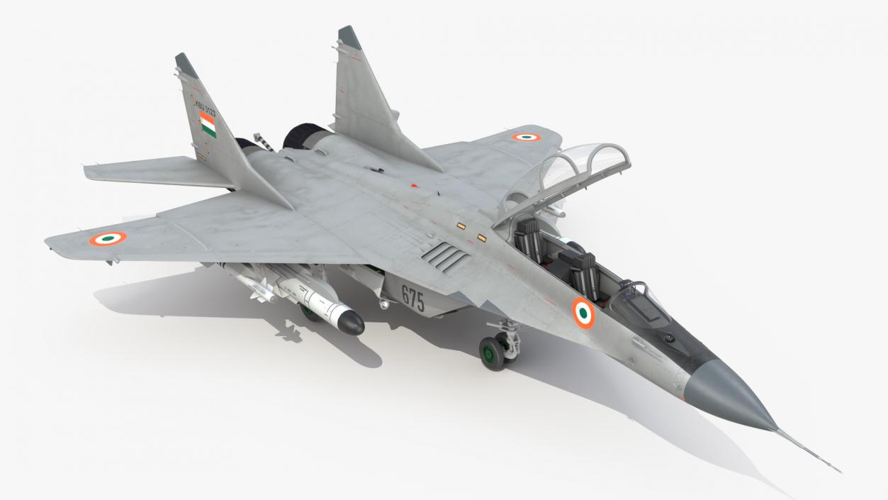 3D MiG 29 KUB Tandem Aircraft Indian with Armament Rigged for Cinema 4D model