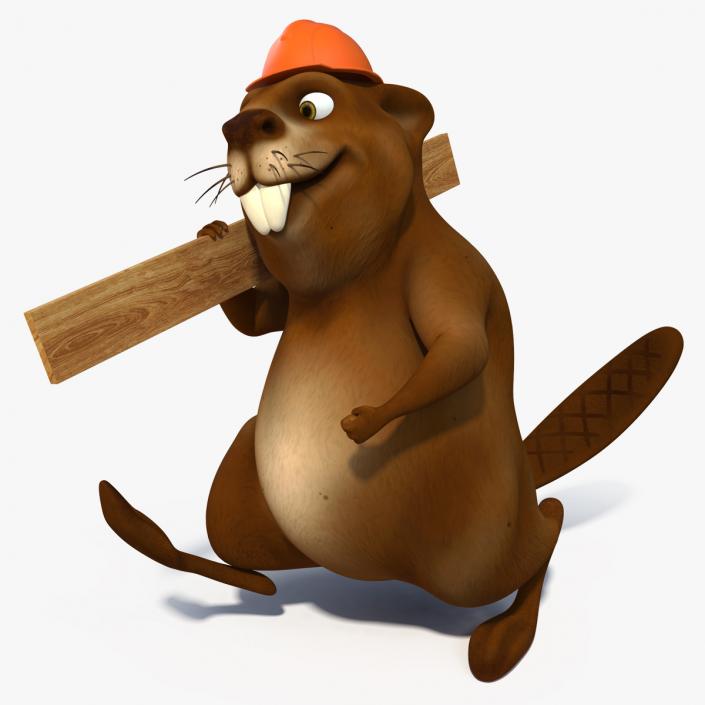 3D model Cartoon Beaver with Plank