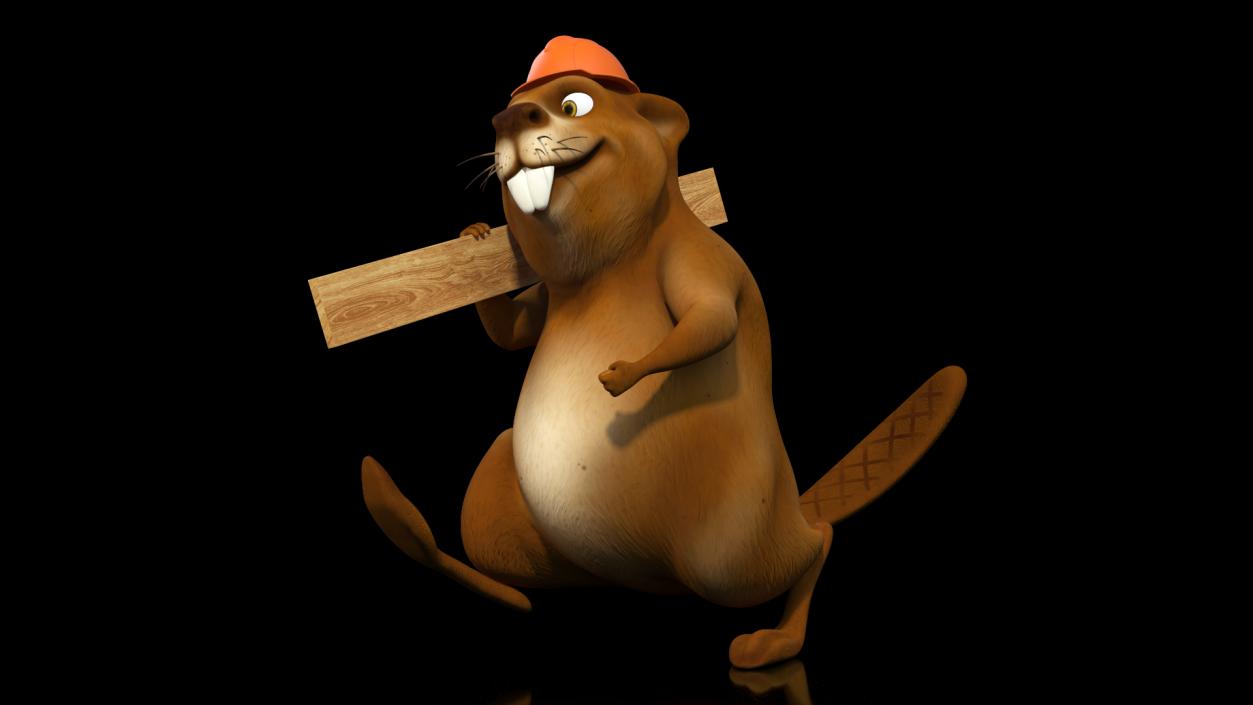 3D model Cartoon Beaver with Plank