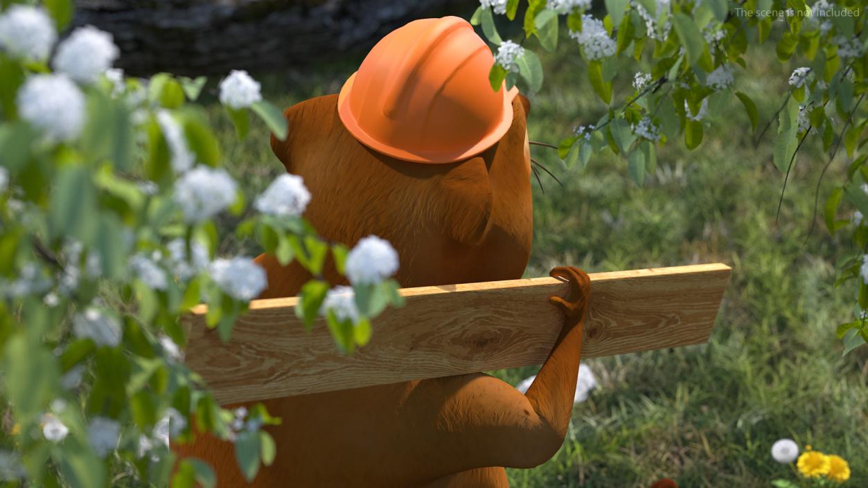 3D model Cartoon Beaver with Plank