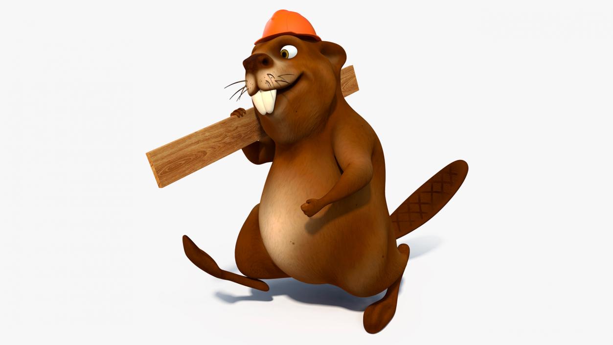 3D model Cartoon Beaver with Plank