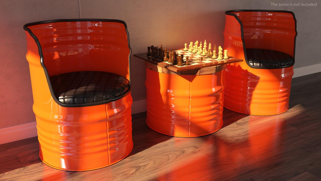 Steel Drum Barrel Upcycled Chair 3D