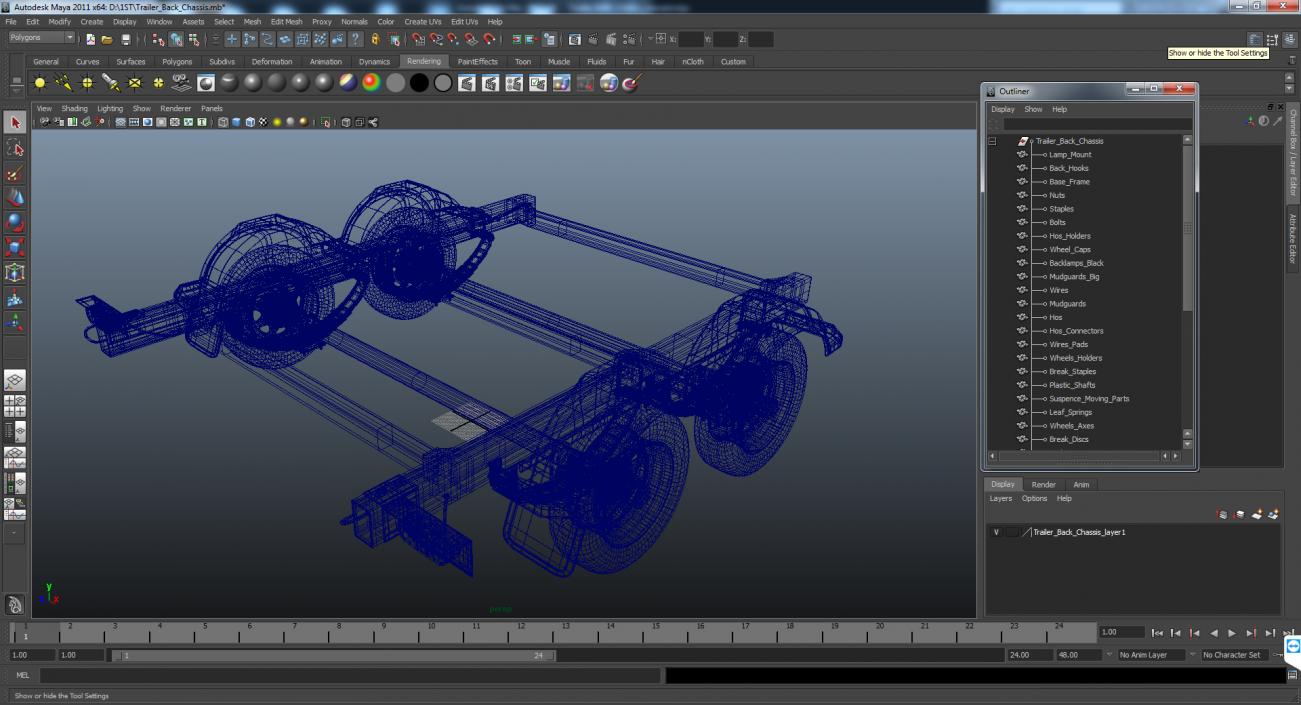 3D model Trailer Back Chassis