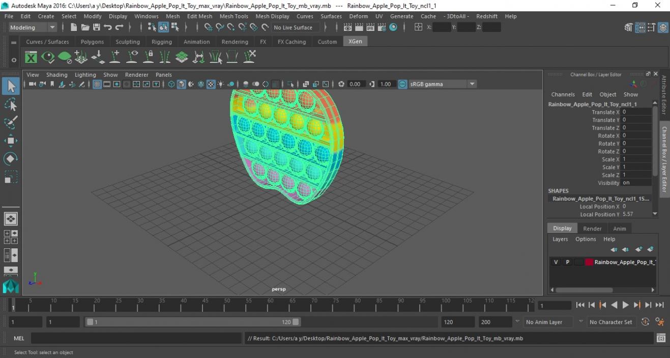 Rainbow Apple Pop It Toy 3D model