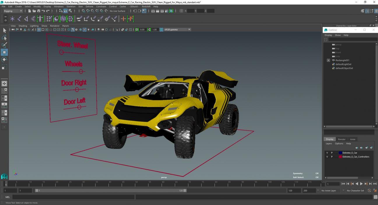 3D model Extreme E Car Racing Electric SUV Clean Rigged for Maya